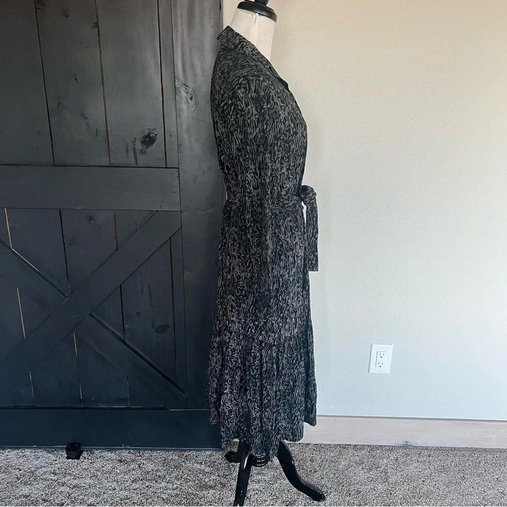 NWOT Rails Beatrice Voile Midi Dress Charcoal Abstract Animal Print Casual XS - Picture 5 of 11